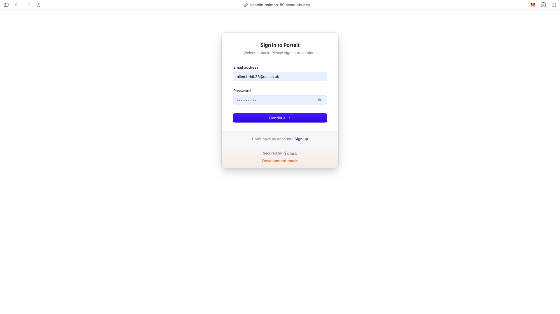 Admin Login Screen